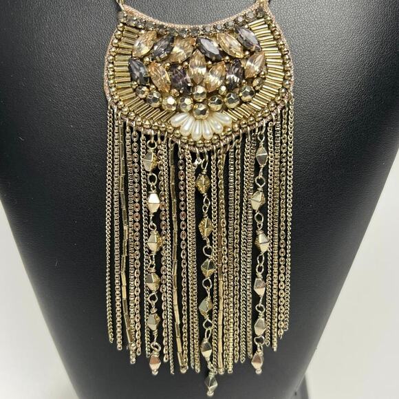 Stella & Dot Analena Pendant Necklace Mixed Metal Tones Stones Pearls - Picture 5 of 10